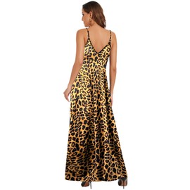 shengfan Plus Size Maxi Dresses Sundress for Women Loose Leopard Printed Adjustable African Dress with Pockets