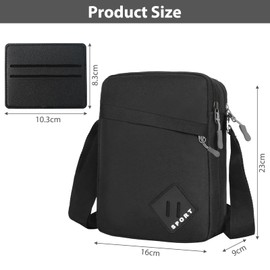 INBOLM Mens Cross Body Bag Shoulder Bags for Men Small Messenger Crossbody Man Bag Men's Sling Bags with Zipper Boys Satchel Money Bag A4 Size Concerts Handbags Shoulder Bags with Adjustable Straps