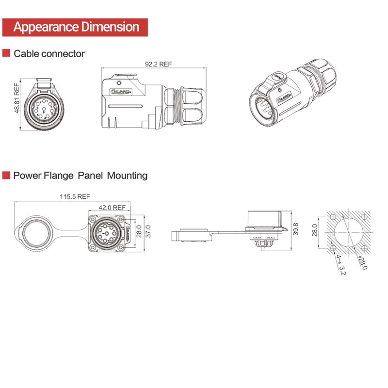 CNLINKO 2 Pin 50Amp Power Industrial Circular Connector, Male Plug