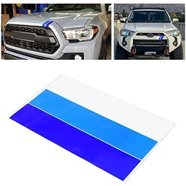 MOCHENT 2 Pcs Classic Retro Style Tri-Color Stripe Decal Sticker for Toyota Tacoma 4Runner Tundra Accessories, Decoration Grille Fender Hood Side Skirt Bumper Dashboard (White/Blue/Dark Blue)