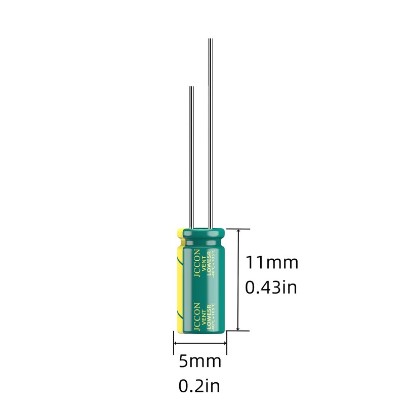 JCCON 10-Pack 50V 2.2uF Premium Quality Low ESR Electrolytic Capacitors