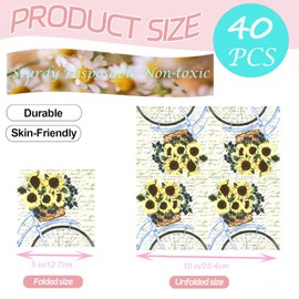 40Pcs Spring Flowers on Bike Paper Napkins Sunflower Paper Napkins,Flower Party Supplies Birthday Decorations,Watercolor Floral Cocktail Dinner Napkin for Wedding 5"