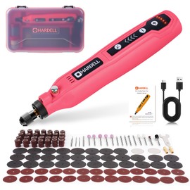 HARDELL Mini Cordless Rotary Tool, 5-Speed 3.7V Rechargeable Rotary Tool Kit with 129Accessories, USB Charging Multi-Purpose DIY Tool for Sanding, Polishing, Drilling, Engraving, Woodworking(Pink 129)