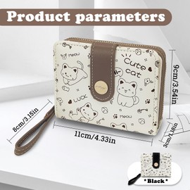 FuninCrea Small Wallets Woman, PU Leather Womens Wallet Credit Card Holder with 5 Cards and ID Window, Small Ladies Card Wallet Case Cute Compact Purse Wallet for Card Cash Coin Key (Brown)