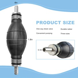 Gdnecad Hand Fuel Transfer Pump, 8mm Rubber Manual Pump One Way Fuel Transfer Vacuum Line, High Flow Bulb Type Gasoline Hand Primer for Most Cars Marines Boats Motocycles (8mm)