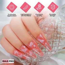 GALSPRO Long Press on Nails - Set of 24 Fake Nails with Designs in 12 Different Sizes for Perfect Fit, Cute False Nails Kit for Women with 0.07oz Nail Glue, A Double Sided Nail File & Cuticle Stick