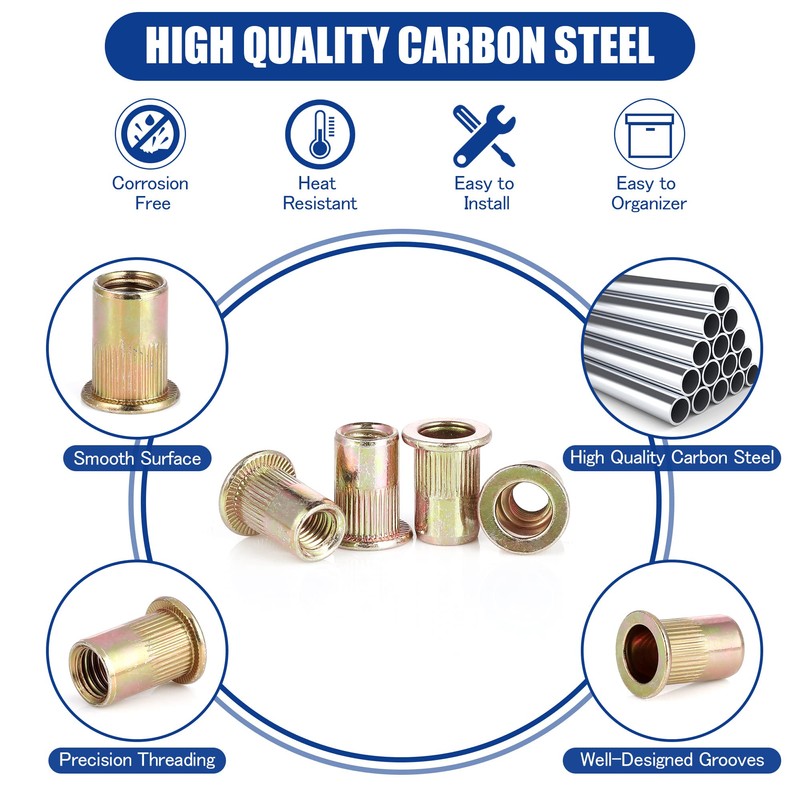 SAE & Metric Rivet Nut Kits, JROUTH 812pcs Carbon Steel