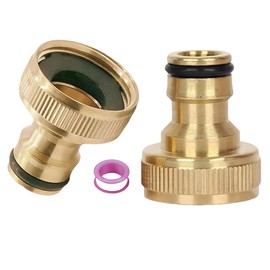 3/4 Inch Garden Hose Quick Connector, Female Thread Tap Adapter, Brass Garden Hose Tap Adapter, Used for Garden Hoses, Irrigation Systems, Tap Adapter (2 Pieces)