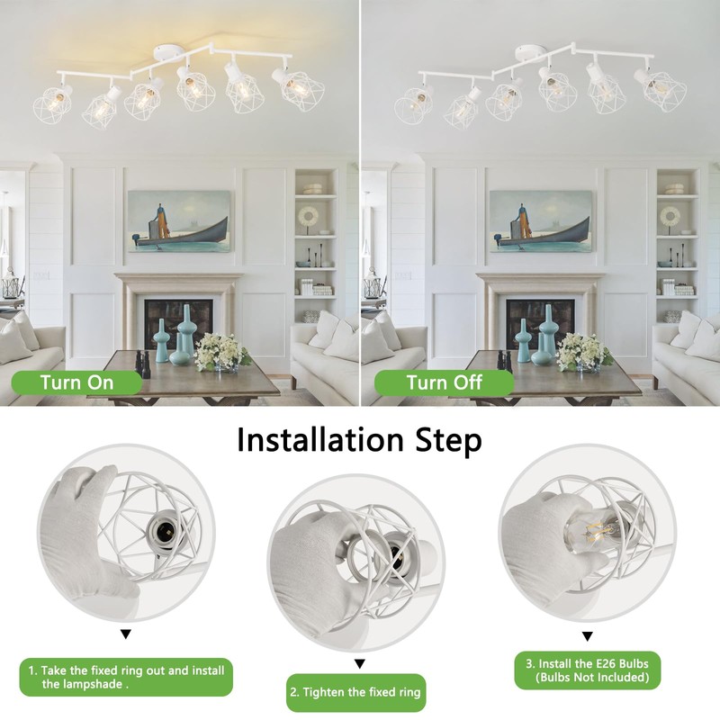 WILON Track Lighting Fixtures, 6 Light Kit Flush Mount Ceiling