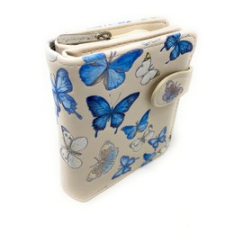 Shag Wear Butterflies Small Wallet for Women and Teen Girls Vegan Faux Leather 5" Beige