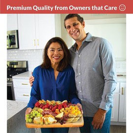 Home Euphoria Bamboo Cheese Board and Knife Set - Beautiful Charcuterie Board for Wine, Che...