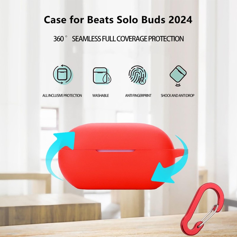Case for Beats Solo Buds Case Cover with Flower Keychain,