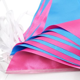Pink and Blue Reusable Bunting Banner，Topeedy 20m52pcs Outdoor Waterproof Pennant Flags Perfect for Birthday Wedding Party Decoration Boy or Girl