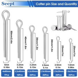 Seept Cotter Pins Assortment Kit 304 Stainless Steel Hitch Pin Clip Tractor Used for Hitch Pin Lock System Farm Tools and Tractor implements/Tractor Accessories/Parts