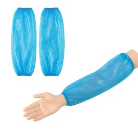 Pack of 100 Polyethylene Sleeve Protectors, Durable and Waterproof with Double Elastic, for Work and Home Use, 16 x 40 cm, Blue
