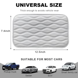 Wevdn Car Center Console Cushion Pad, 12.48×7.40 Inches Waterproof Car Armrest Seat Box Cover, Comfortable PU Leather Vehicle Armrest Cover Protector, Car Decor Interior Accessories (White)