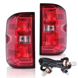 CNNELL Tail Light Assembly Rear Lights Tail Lamp Compatible with 2014-2019 Chevy Silverado/ 15-19 GMC Sierra 3500 HD with Dually Wheels Pair Red Lens Brake Lamp with Wiring Harness