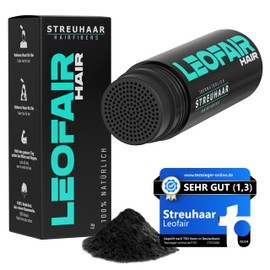 Leofair Hair Thickening - 100% Natural - Scattered Hair for Full and Thick Hair in Seconds Premium Hairdressing Quality - 28 g - Perfect Look for Men and Women (Black)