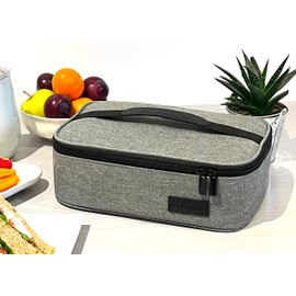 Small Lunch Box Bag Food Storage for Men Women Adults and Kids, Portable Thermal Insulated Cooler Bag, Compact Adult Lunch Box Work Office, Travel kit. Grey.UK Brand.