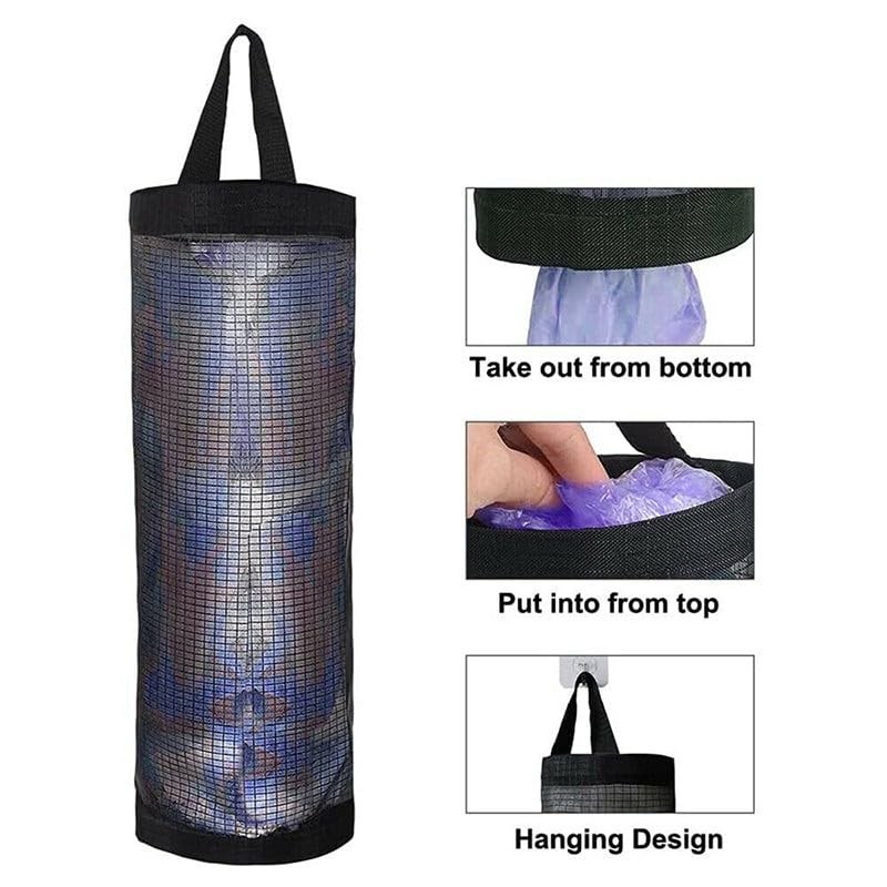 AIMALL Hanging Holder Tash Mesh Storage Organizer Garbage Bags Plastic