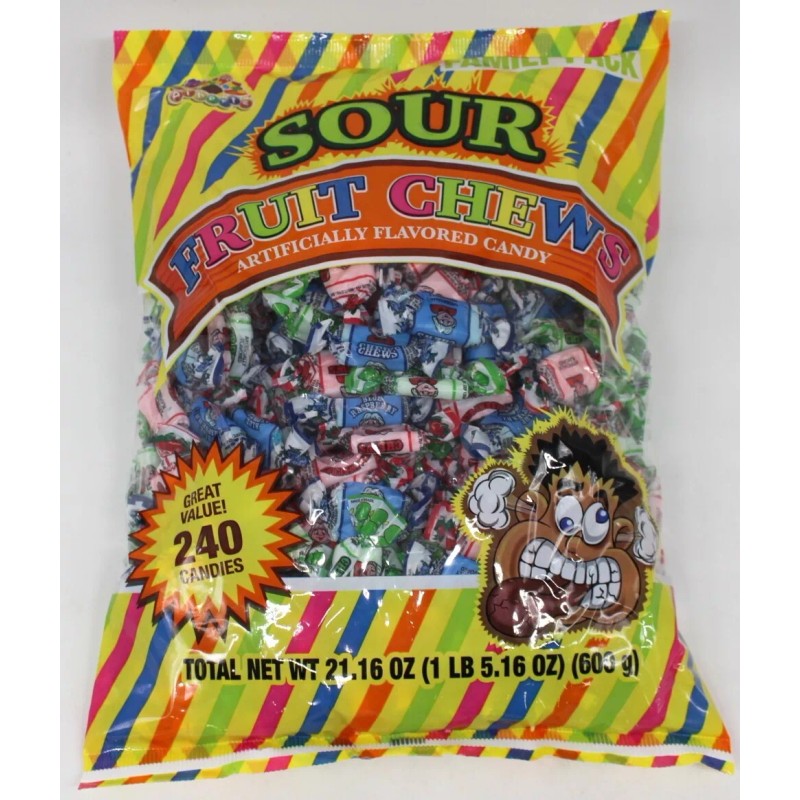 Albert's Sour Fruit Mix Chews Candy Assorted Taffy Bulk Candies
