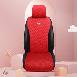 Red Rain Red Leather Seat Cover Universal Car Seat Covers with Crown 2/3 Covered 11Pcs Fit Car/Auto/SUV (A-China red)