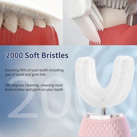 ksoia Ultrasonic Toothbrush Adult Electric Toothbrush，Sonic Toothbrush 360° Oral Cleaning Wireless Charging & LED Light|IPX7 Waterproof U-Shaped Brush Head Protects Gums