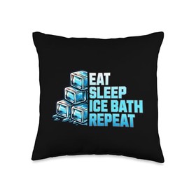 Eat Sleep Icebath Repeat Cold Plunge Recovery Ice Cubes Throw Pillow