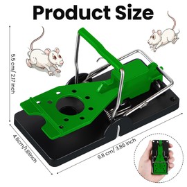 Qualirey 24 Pcs Mouse Traps Plastic Snap Rat Trap Bulk Reusable Quick Effective Safe for Indoor Outdoor Home House Warehouse Garden Kitchen 3.86 x 1.81 x 2.17 Inch (Black,Green)