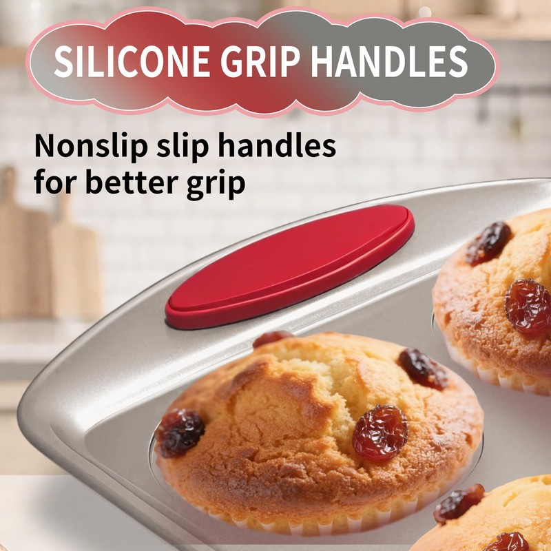 6-Cup Muffin Pans Set of 2, Nonstick Round Cupcake Pan