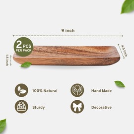 2 Pcs Acacia Wooden Serving Platter for Party Rectangle Food Dishes Trays Decorative Wood Plates Rectangular Snack Platter Fruit Tray for Decor Serving Cheese (Acacia Wooden Tray)