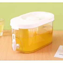 ZNZNANG Plastic Fridge Drink Dispenser, Beverage Dispenser,Small Bucket Cold Kettle for Home Kitchen Party Bar (White rectangle)