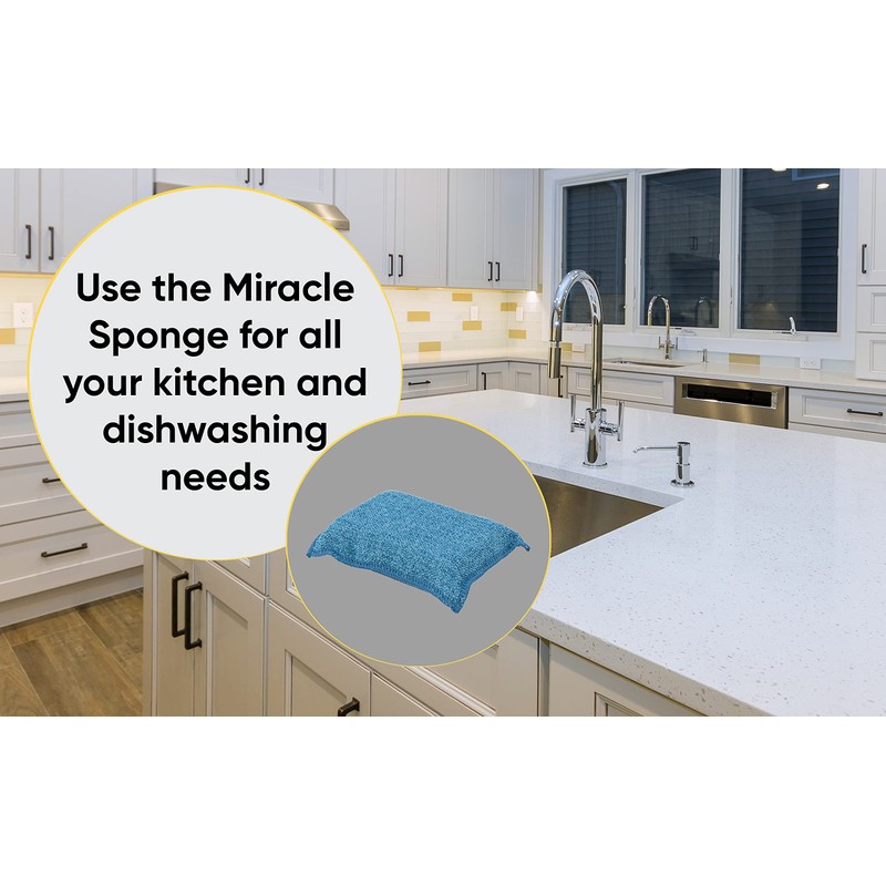 Miracle Microfiber Scrubbing Sponge, Blue Extra Scrubbing Power Sponge for
