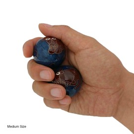 Top Chi Ox Baoding Balls with Bamboo Stand. Chiming Chinese Health Balls for Hand Therapy, Exercise, and Stress Relief (Medium 1.6 Inch)
