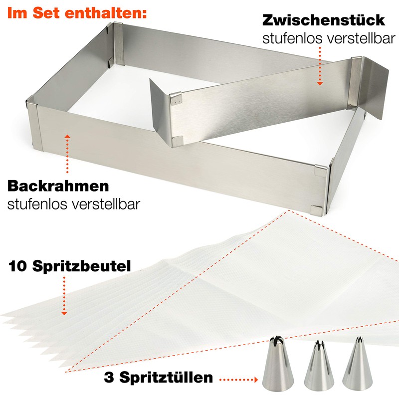 Moritz & Moritz Rectangular Baking Frame Adjustable 5 cm High