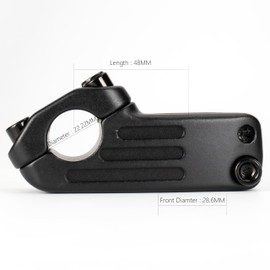 BICYCGEAR 22.2 Bike Stem 48mm 0 Degree Forged Alloy Bicycle STEM for Fixed Gear Bikes BMX Cycling,Sand Blasted, 7/8 Inch