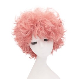 Fujitatsu QB-T2312 Afro Wig, Perm, Bomber, Heat Resistant, Cosplay Wig, Funny, Party Goods, Costume, Loose Fit, Wig Net, Bomber Wig, Ultra Bomb, Tokyo Revengers, Nahoya Kawada, Smiley, Pink, Uskurenai