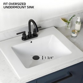 Yodel Faucet Bathroom Sink Drain with Overflow - Big Cap Fit for Large Undermount Sink with 1 3/4" Drain Opening - Pop Up Vanity Sink Drain,Matte Black