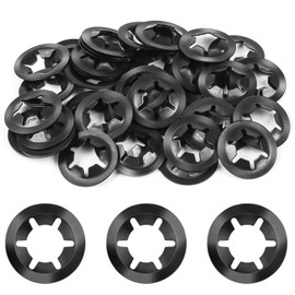 Jeboler Pack of 50 M5 Locking Washers, Clamping Discs Starlock Washers, Inner Tooth Quick Release Clamping Ring, 65 Manganese Steel Locking Washer - Black