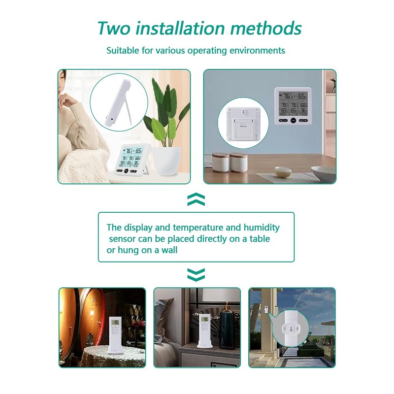 Timloon Indoor Outdoor Digital Thermometer Hygrometer with 3 Wireless Sensors,