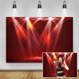 Renaiss 2.2 x 1.5 m Red Stage Spotlight Backlight Night Club Musical Hall Club Concert Background for Photography Live Banner Music Show Children's Birthday Adult Portrait Studio Props