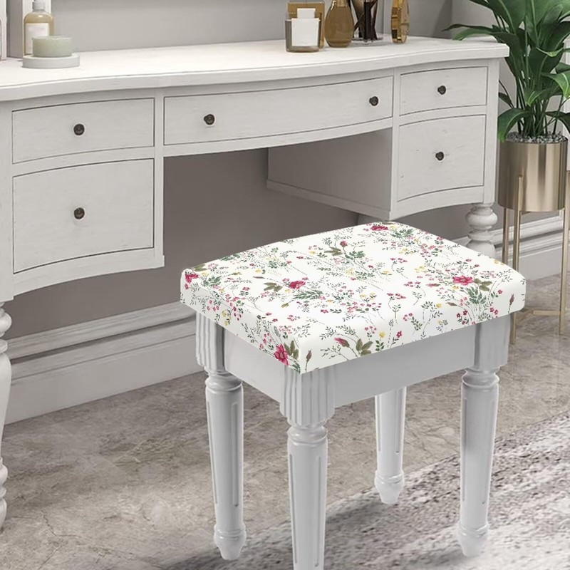 Luarisgur Floral Rectangle Stool Cover 2 Pack Bar Stool Covers