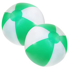 Penta Angel Beach Balls 2PCS 12 Inch Inflatable/Blow Up Classic Rainbow Color Summer Swimming Pool Party Favors Water Toy Beachball for Women Men Adults Playing (Green&White, 12 Inch)
