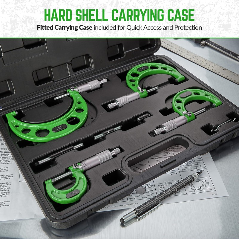 Premium Outside Micrometer Set 0-4" / 0.0001" (0-1"/1-2"/2-3"/3-4") Precision Machinist