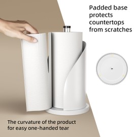 Toilet Paper Towel Holder, Stainless Steel Freestanding Bathroom Tissue Organizer, Rolls Storage Holder, Paper Towel Dispenser for Bathroom Kitchen (White S)