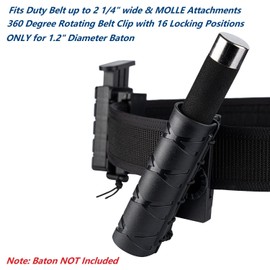 Dotacty Baton Holder w/ 360 Degree Rotating Duty Belt/MOLLE Vest Clip 16"-21"-26" Telescopic/Expandable Baton Holster for 1.2" Diameter Flashlight Carry Case Torch Carrier Police LE Security Officer