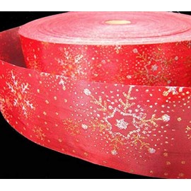 MIABE Ribbons Supplies for 10 Yd Christmas Red Silver Gold Glitter Snowflakes Fused Edge Sheer Ribbon 2 3/4 for Gift Wrap, Holiday Decor, Garland, Gifts, Wrapping, Wreath, Gift Bow,Craft Projects.