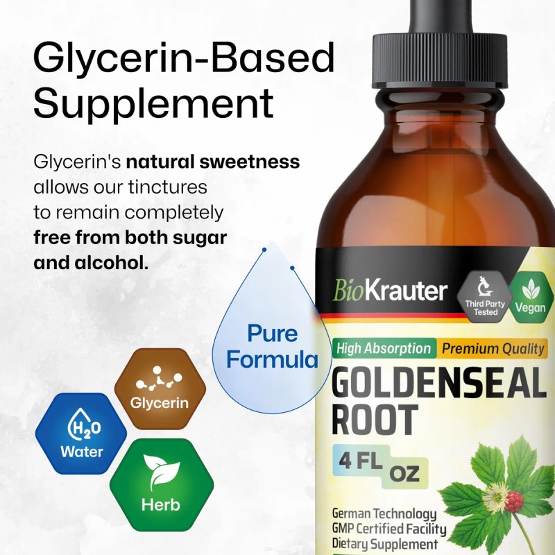 Bio Krauter Tinctura Goldenseal 4 Fl Oz Limpieza Pulmonar