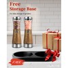 Electric Salt and Pepper Grinder Set with Storage Base, Stainless