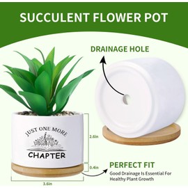 Haooxinwei Funny Planters & Unique Gifts for Book Lovers, Indoor Plant Enthusiasts, Gardeners & Desk Users – Succulent-Friendly Planters with Drainage Holes + Matching Saucer (Plant-Free)